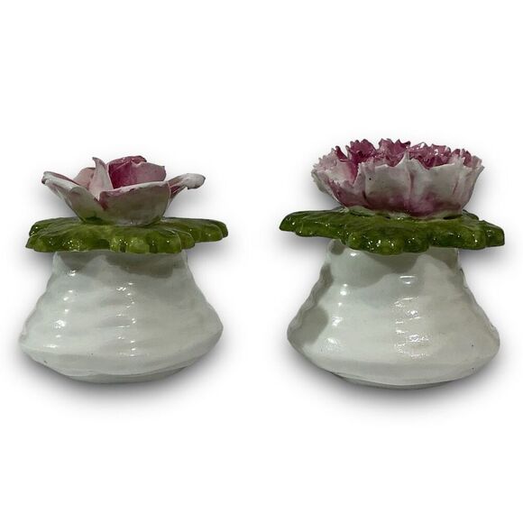 Antique Aynsley Pink Green & White Flower Rose Carnation Dainty English Fine Bon - Picture 3 of 6